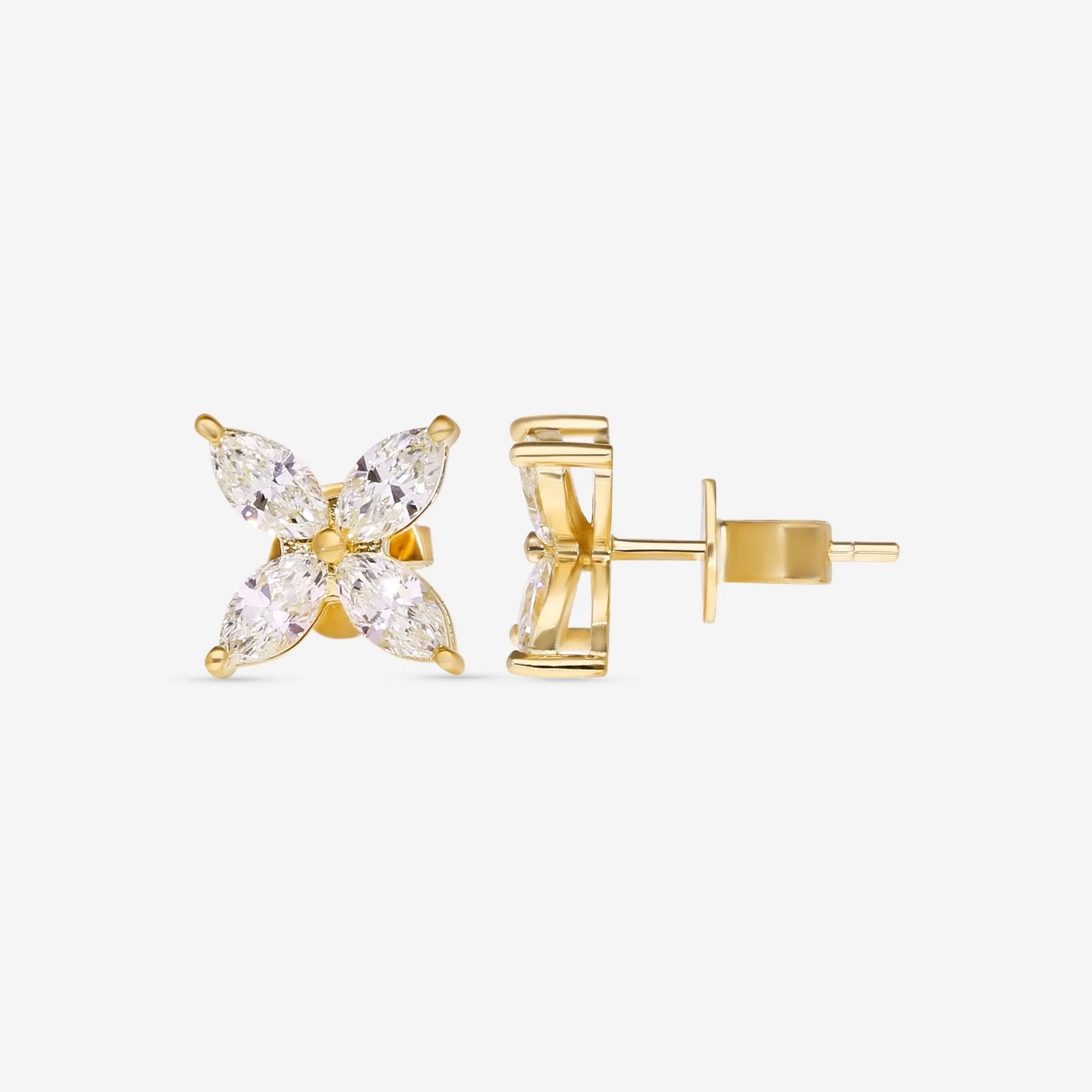 Ina Mar 18K Yellow Gold Marquise Cut Diamond 1.30ct.twd. Stud Earrings AER-14400-Y