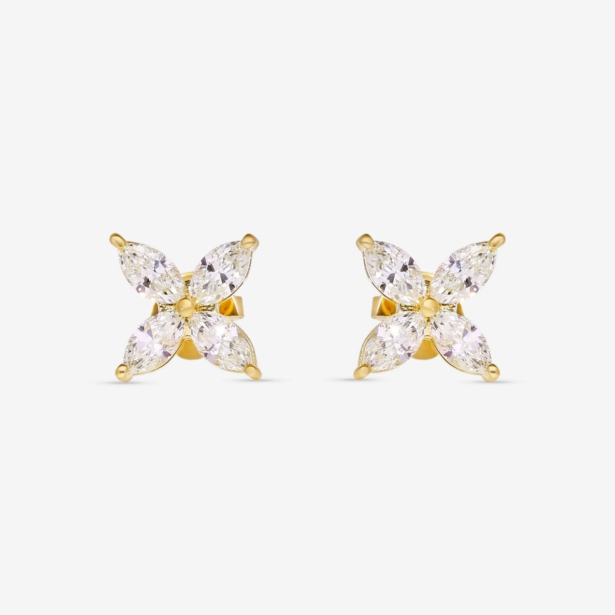 Ina Mar 18K Yellow Gold Marquise Cut Diamond 1.30ct.twd. Stud Earrings AER-14400-Y