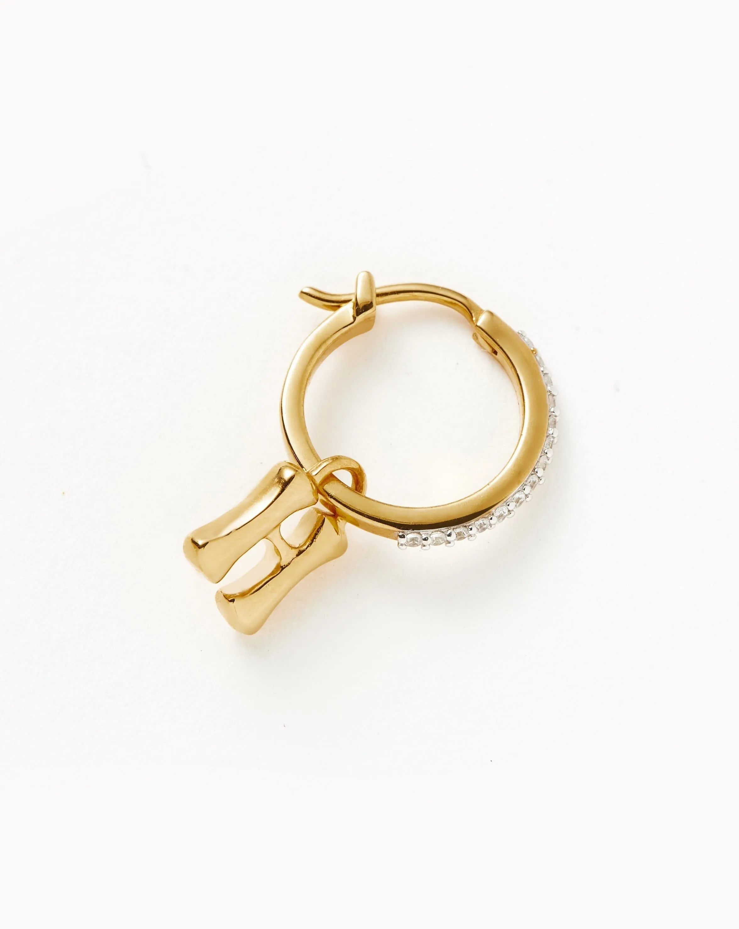 Initial Single Charm Hoop Earring - Initial H | 18k Gold Vermeil