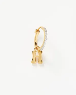Initial Single Charm Hoop Earring - Initial H | 18k Gold Vermeil