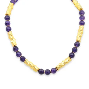 Jean Mahie Amethyst Bead Necklace in 22K Gold