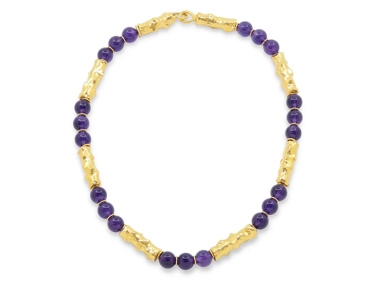 Jean Mahie Amethyst Bead Necklace in 22K Gold