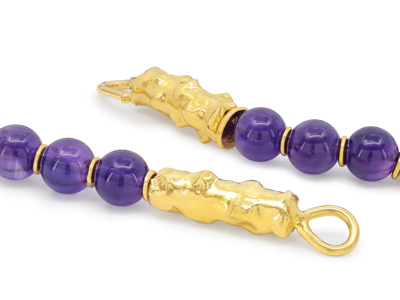 Jean Mahie Amethyst Bead Necklace in 22K Gold