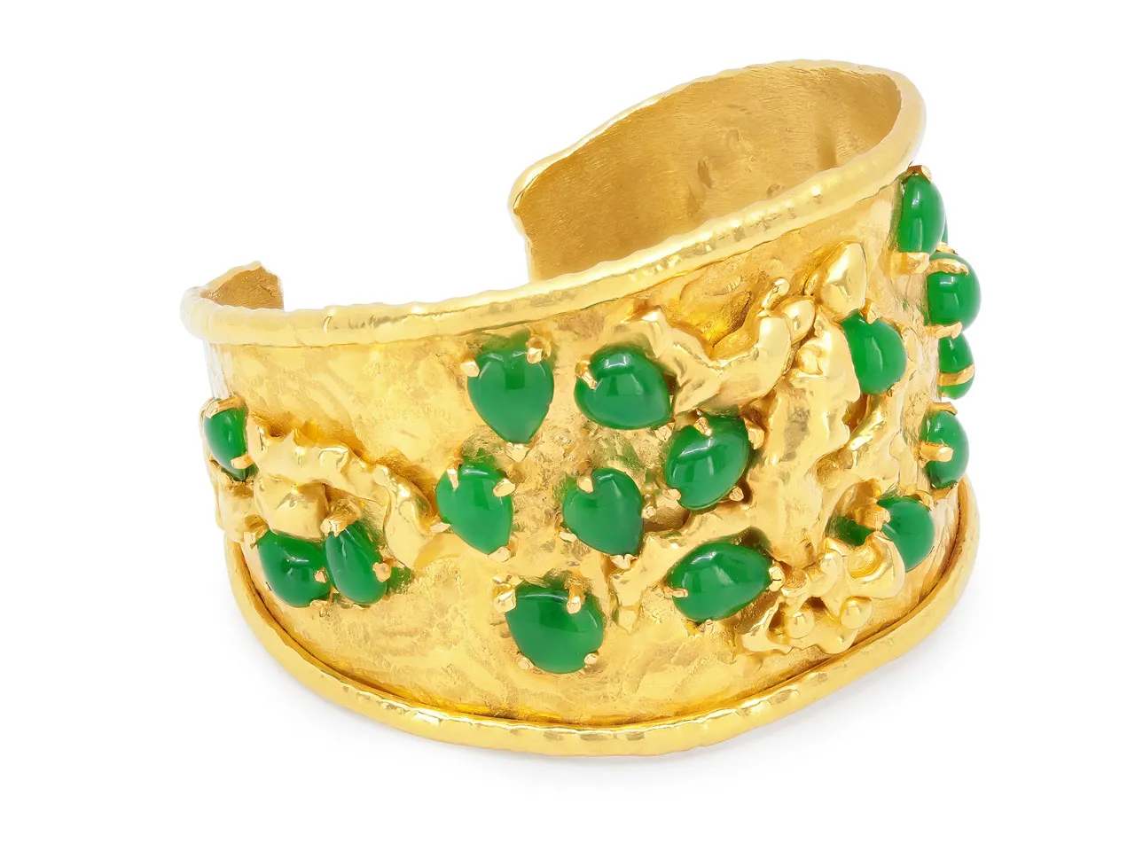 Jean Mahie Jade Cuff Bracelet in 22K Gold