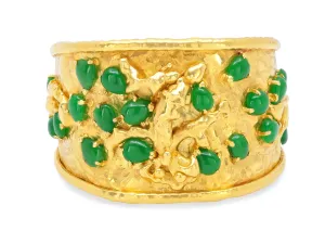 Jean Mahie Jade Cuff Bracelet in 22K Gold