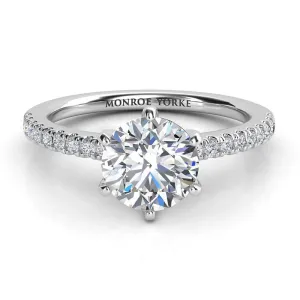 June - Platinum Round Diamond Ring with Side Diamonds