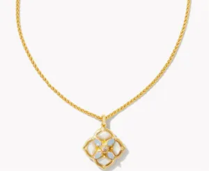 KENDRA SCOTT- Dira Stone Gold Short Pendant Necklace in Ivory Mix- 9608803665