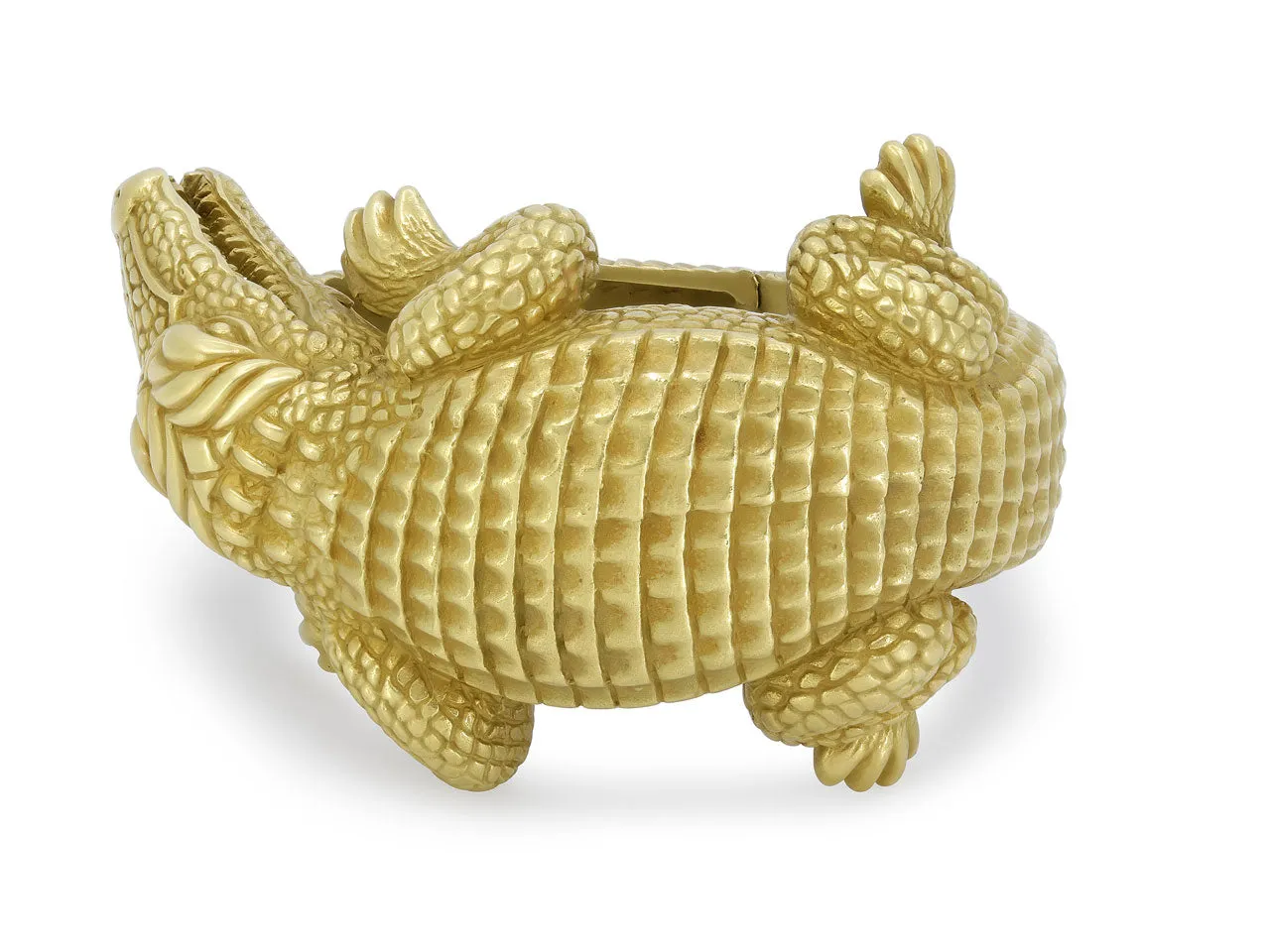 Kieselstein-Cord Alligator Cuff Bracelet in 18K 'Green' Gold, Large