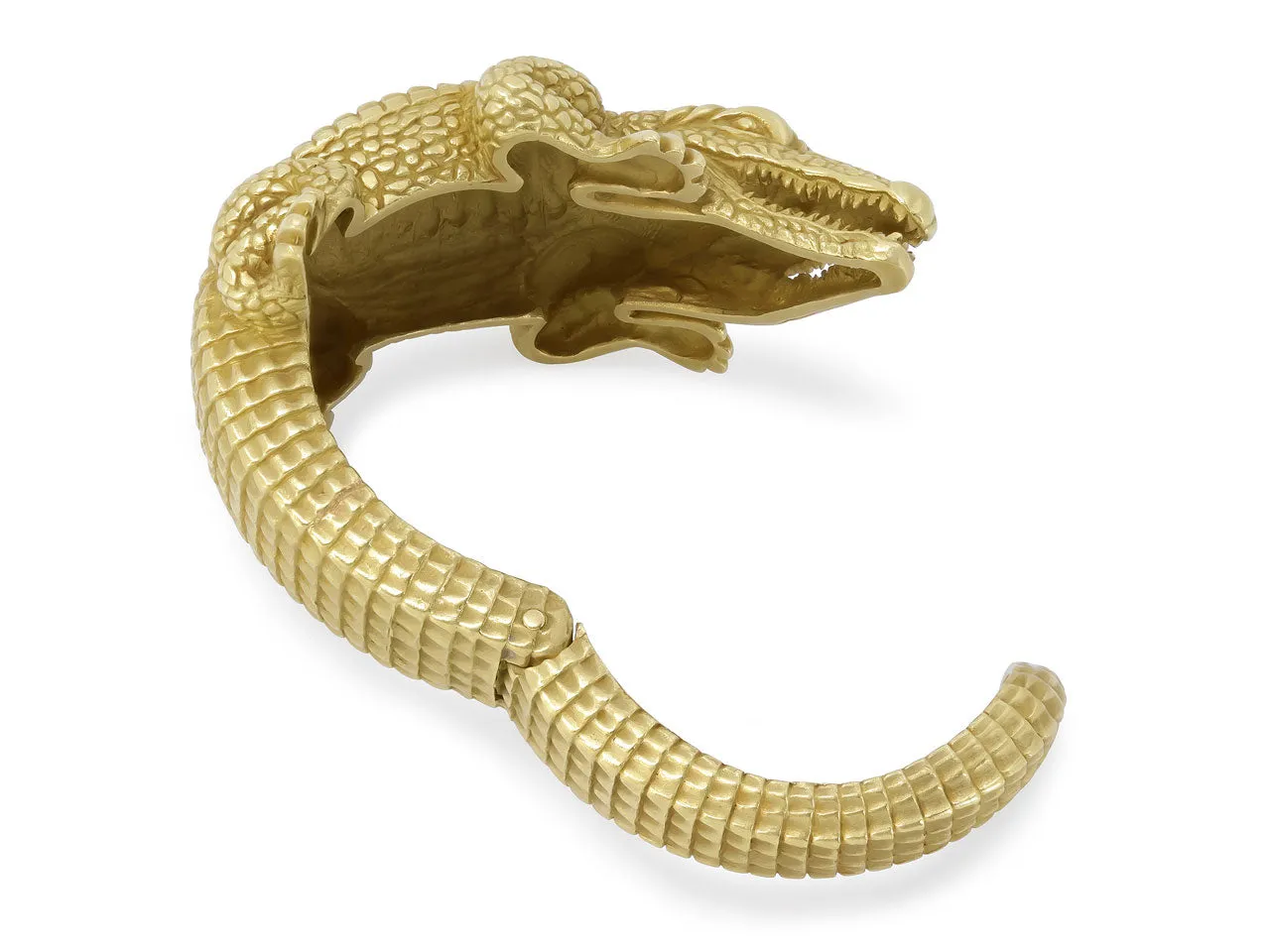 Kieselstein-Cord Alligator Cuff Bracelet in 18K 'Green' Gold, Large