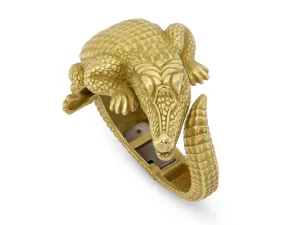 Kieselstein-Cord Alligator Cuff Bracelet in 18K 'Green' Gold, Large