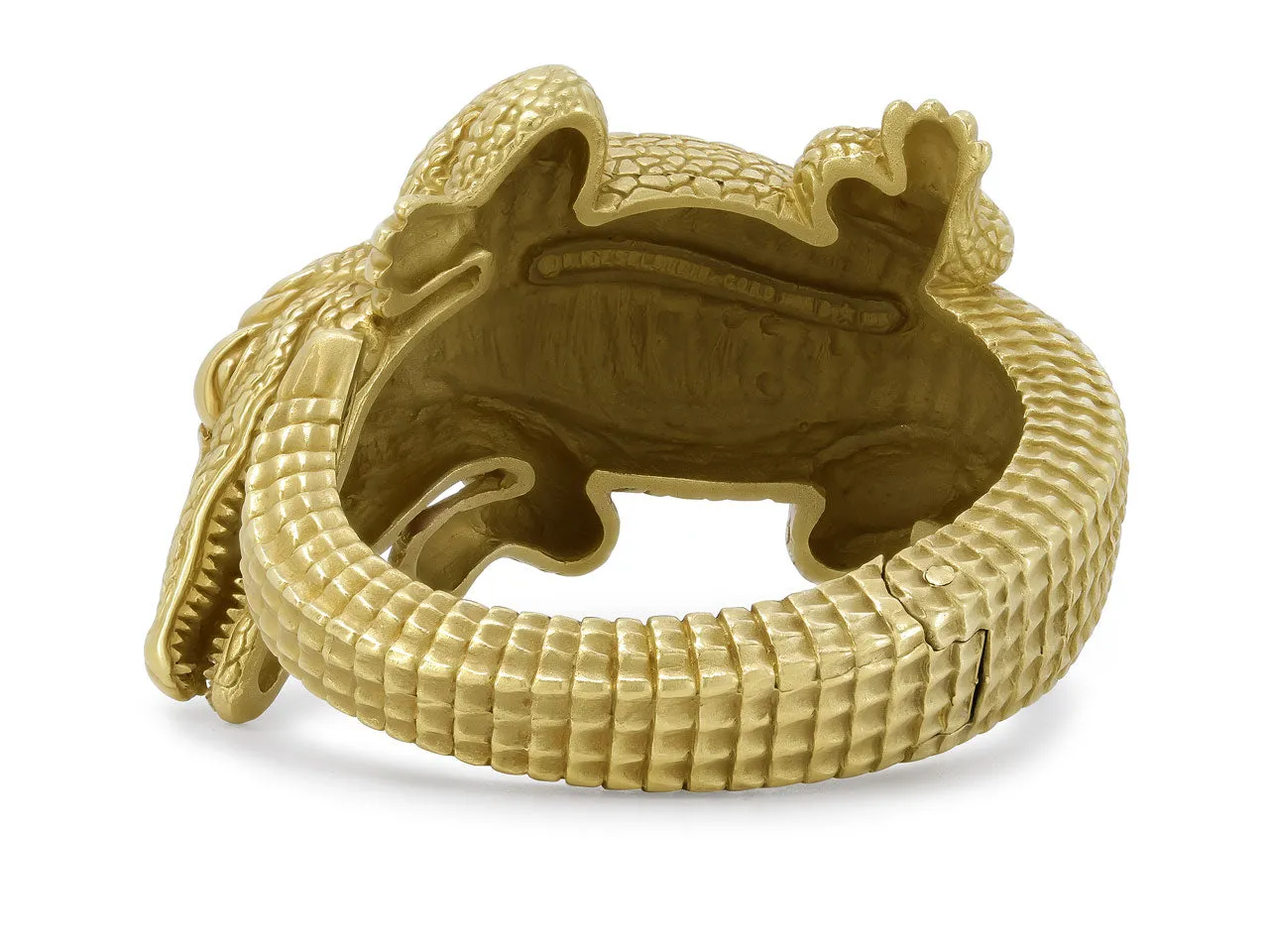 Kieselstein-Cord Alligator Cuff Bracelet in 18K 'Green' Gold, Large