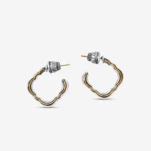 Konstantino Dome Sterling Silver & 18K Yellow Gold Hoop Earrings SKKJ699-130