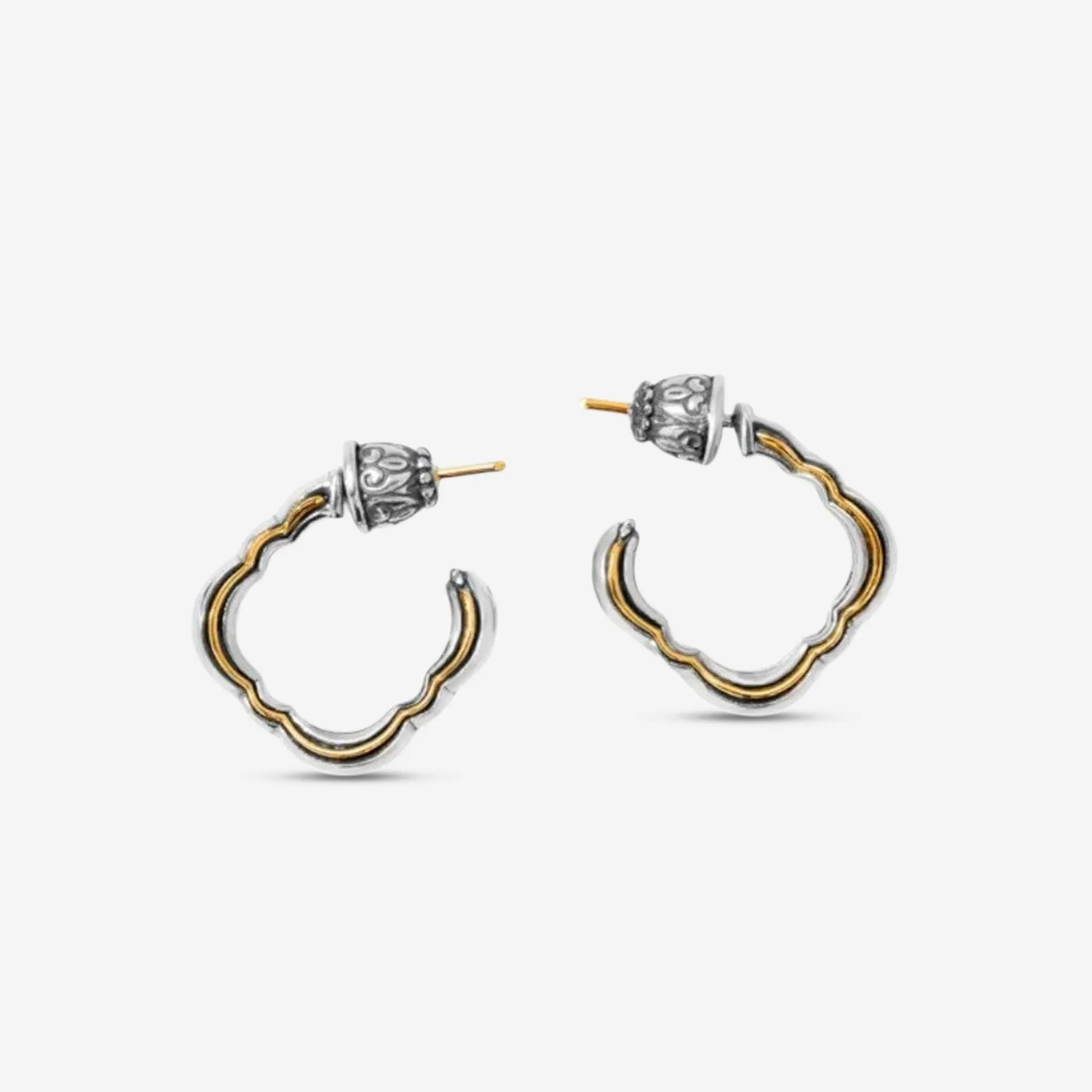 Konstantino Dome Sterling Silver & 18K Yellow Gold Hoop Earrings SKKJ699-130