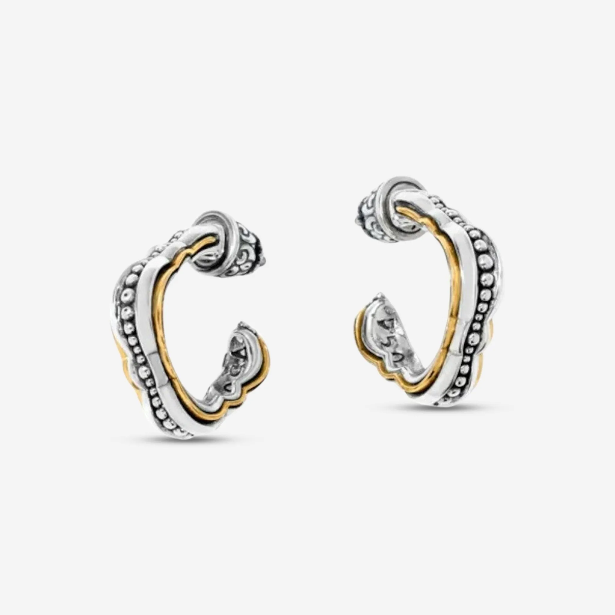 Konstantino Dome Sterling Silver & 18K Yellow Gold Hoop Earrings SKKJ699-130