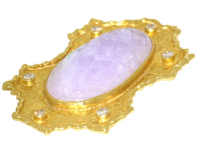 Lavender Jade and Diamond Pendant in 22K