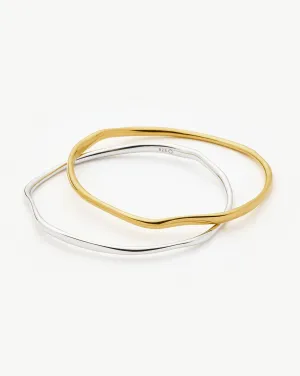 Molten Ripple Bangle Bracelet Set | Mixed Metal