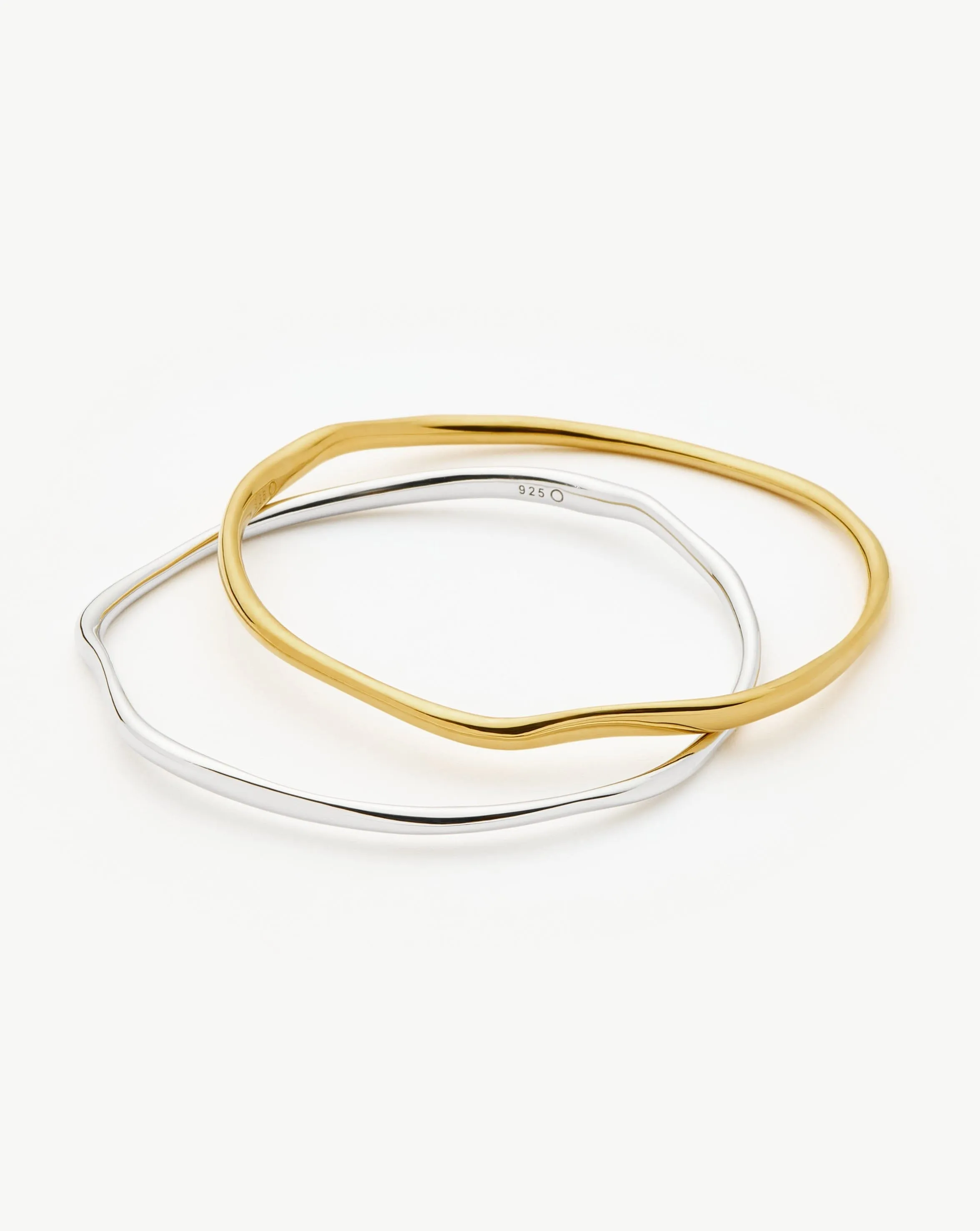 Molten Ripple Bangle Bracelet Set | Mixed Metal