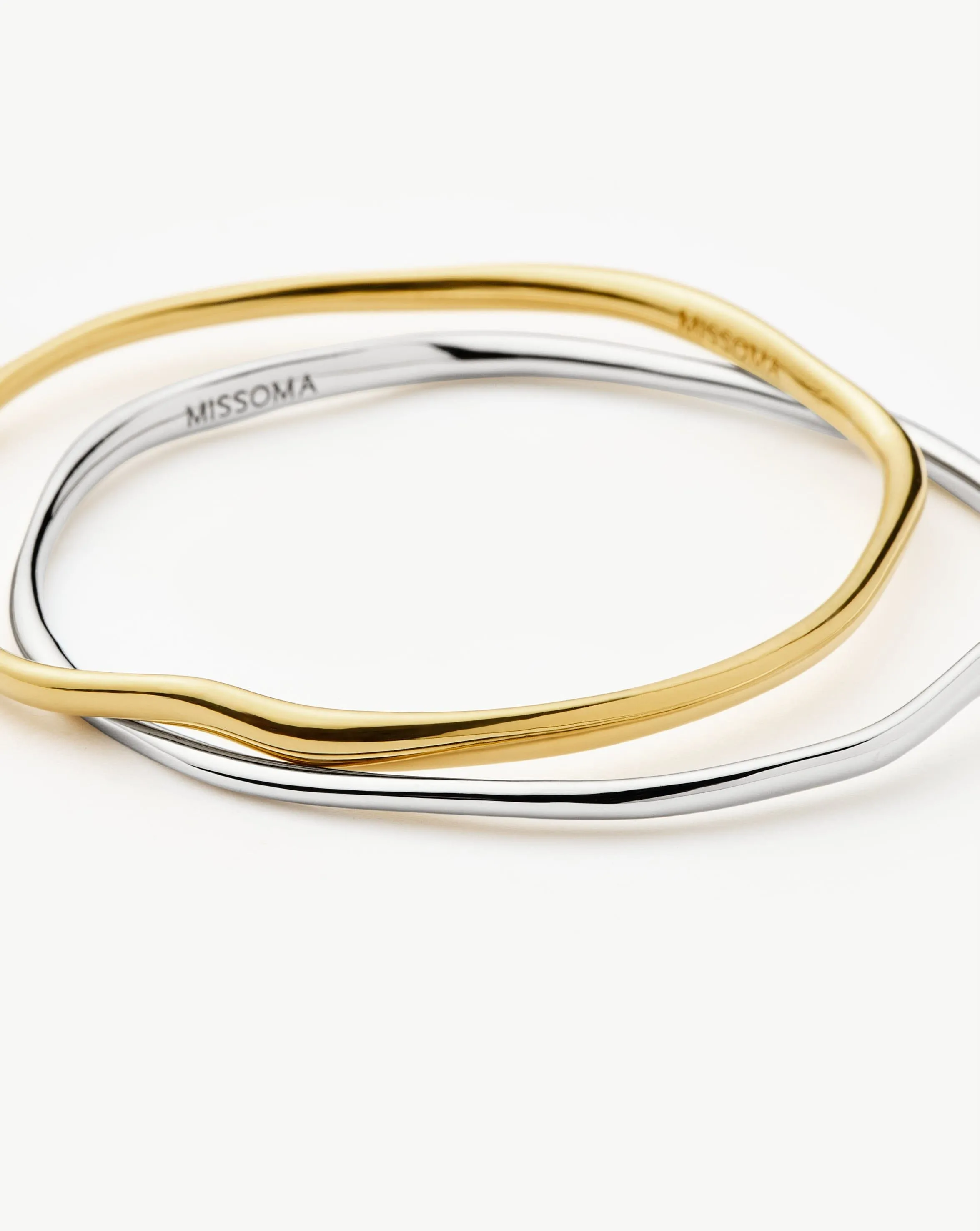 Molten Ripple Bangle Bracelet Set | Mixed Metal