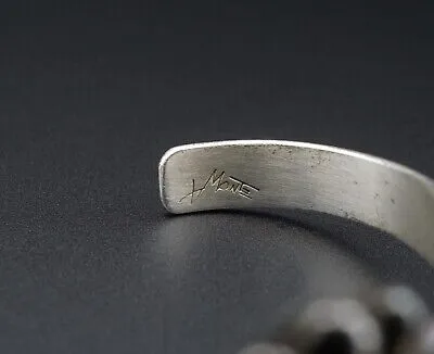 Navajo Alvin A Monte Sterling Silver 14k Labradorite Cuff Bracelet 6.5" BS2604