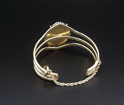 Navajo Emil Benally Vintage 14k Yellow Gold Turquoise Cuff Bracelet 6.25" BG414