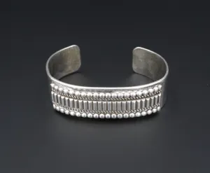 Navajo Sterling Silver Cuff Bracelet Bead Bar 6.5" Ron Yazzie Artisan BS2722