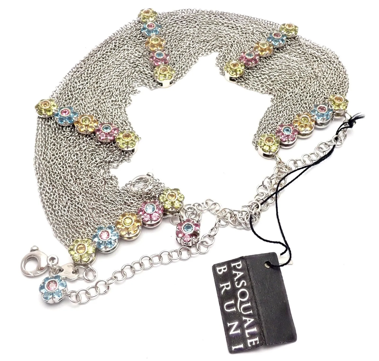 New! Authentic Pasquale Bruni 18k Gold Citrine Topaz Peridot Choker Necklace