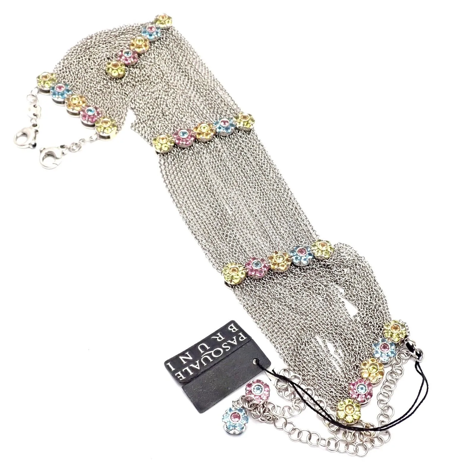 New! Authentic Pasquale Bruni 18k Gold Citrine Topaz Peridot Choker Necklace