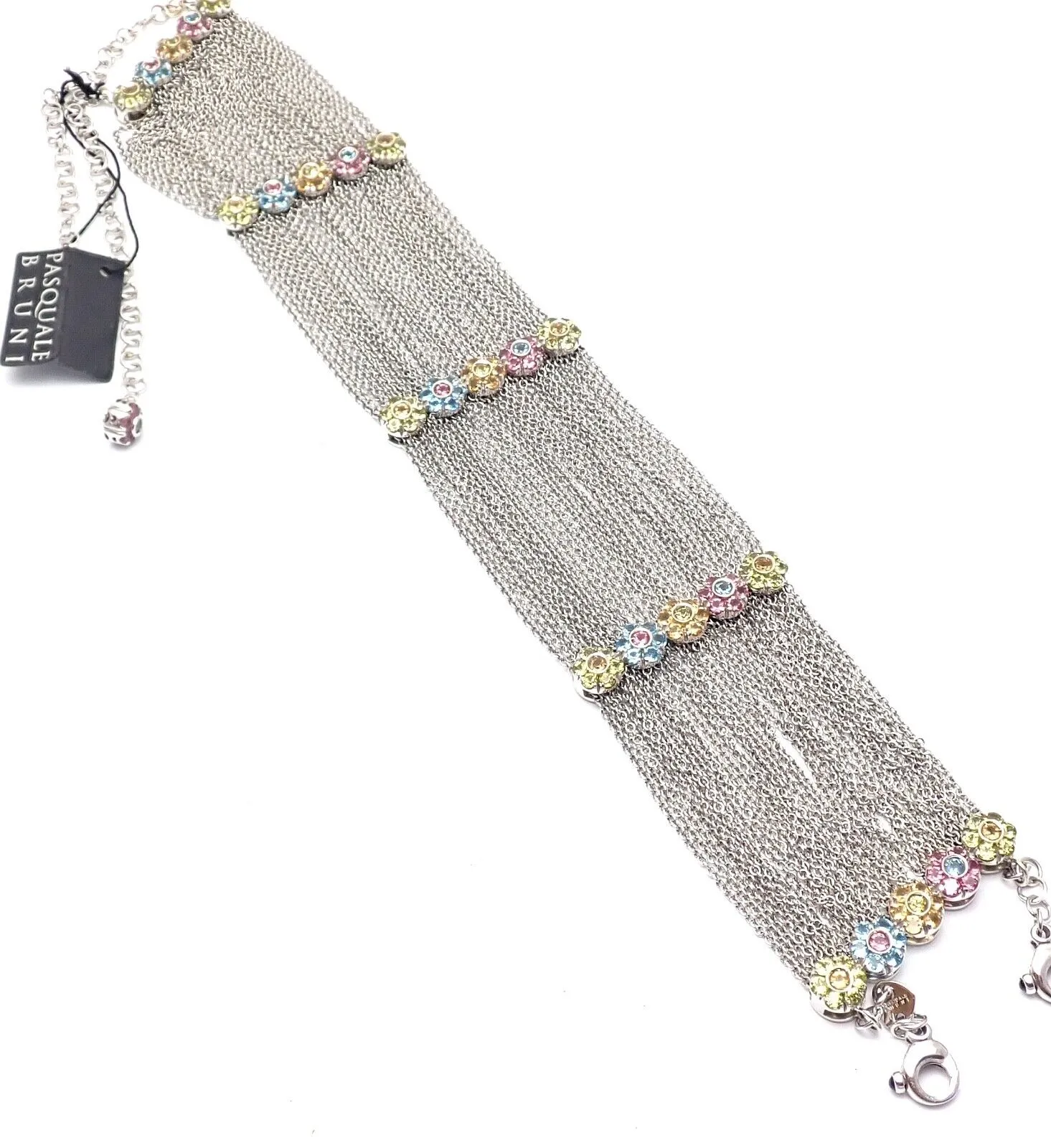 New! Authentic Pasquale Bruni 18k Gold Citrine Topaz Peridot Choker Necklace