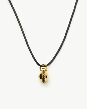 Orb Gemstone Pendant Cord Necklace | 18k Gold Plated / Black Spinel