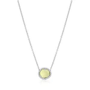 POMELLATO 18K WHITE GOLD DIAMOND PERIDOT COLPO DI FULMINE NECKLACE