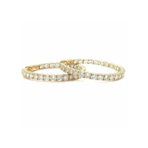 Post-1980s 14KT Yellow Gold Diamond Hoop Earrings