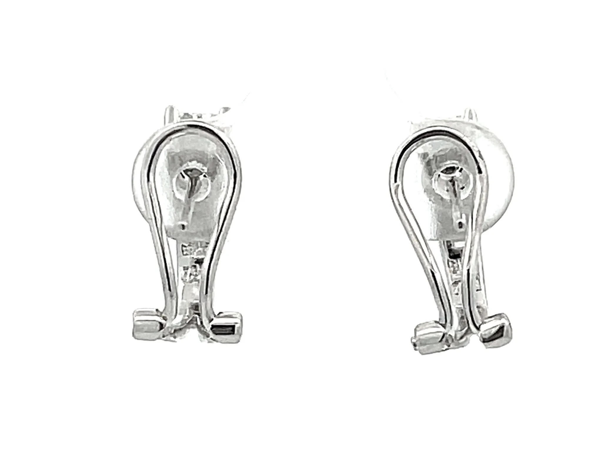 Princess Cut and Baguette Diamond Huggie Earrings in 18K White Gold