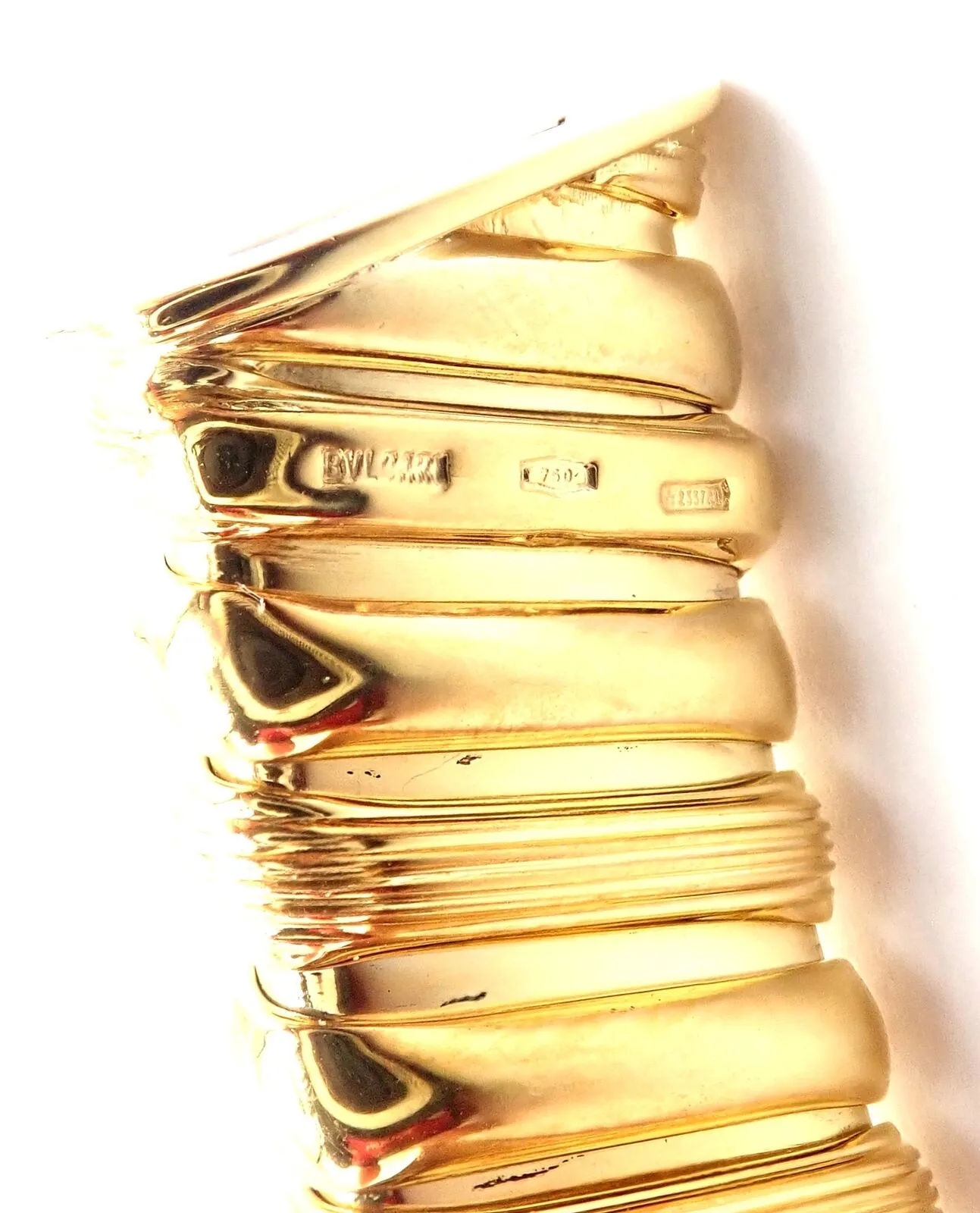 Rare! Authentic Bvlgari Bulgari Tubogas 18k Yellow Gold Choker Necklace