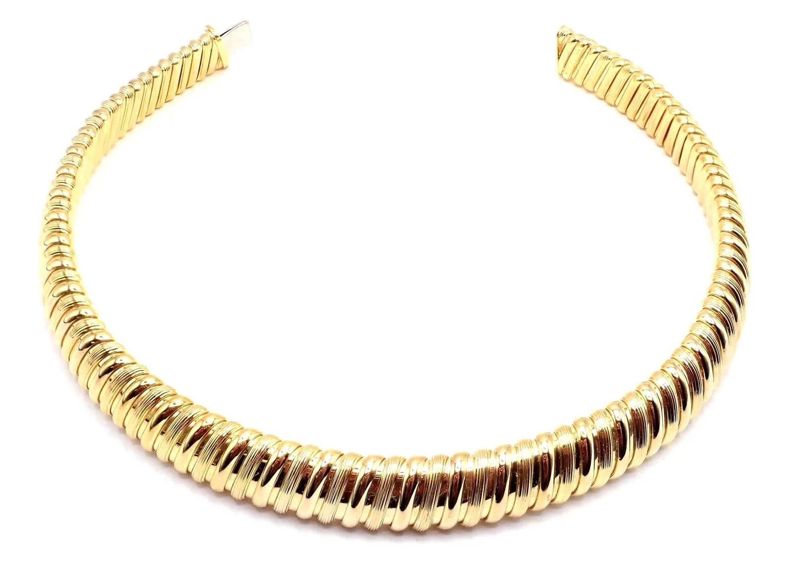 Rare! Authentic Bvlgari Bulgari Tubogas 18k Yellow Gold Choker Necklace