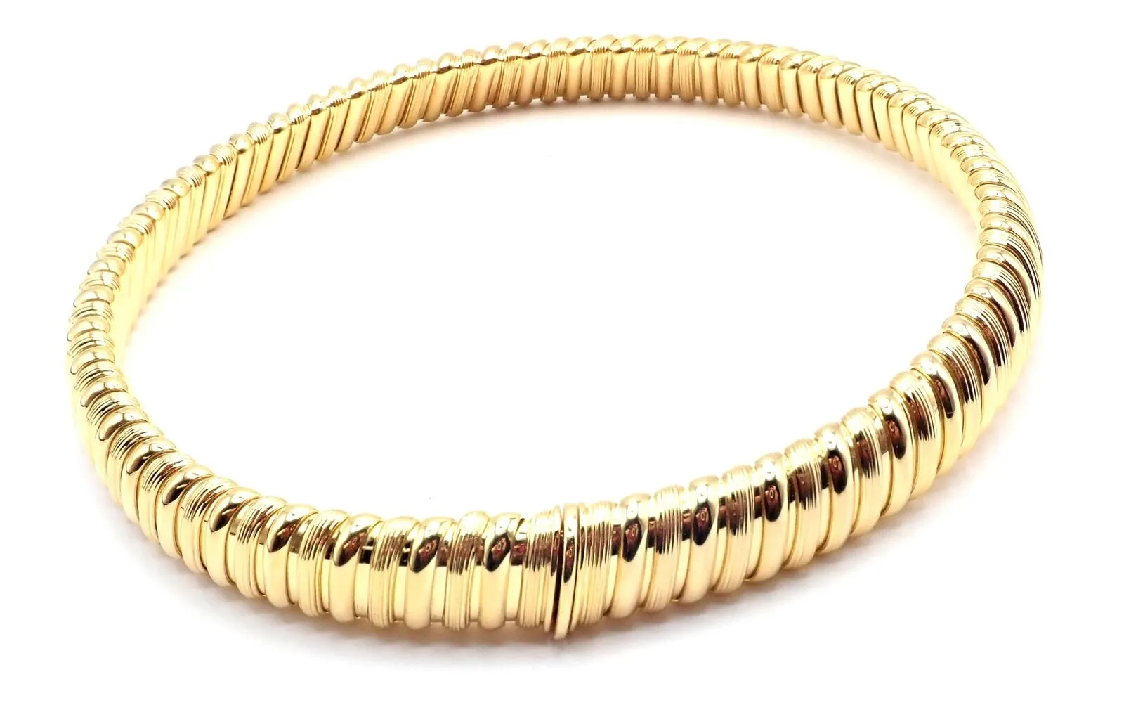 Rare! Authentic Bvlgari Bulgari Tubogas 18k Yellow Gold Choker Necklace