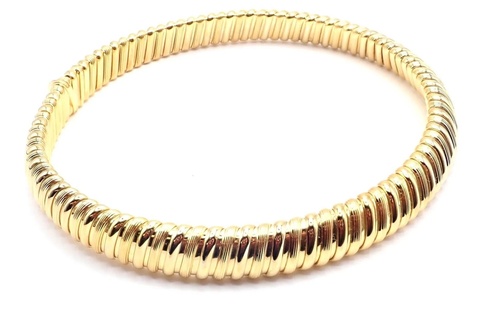 Rare! Authentic Bvlgari Bulgari Tubogas 18k Yellow Gold Choker Necklace