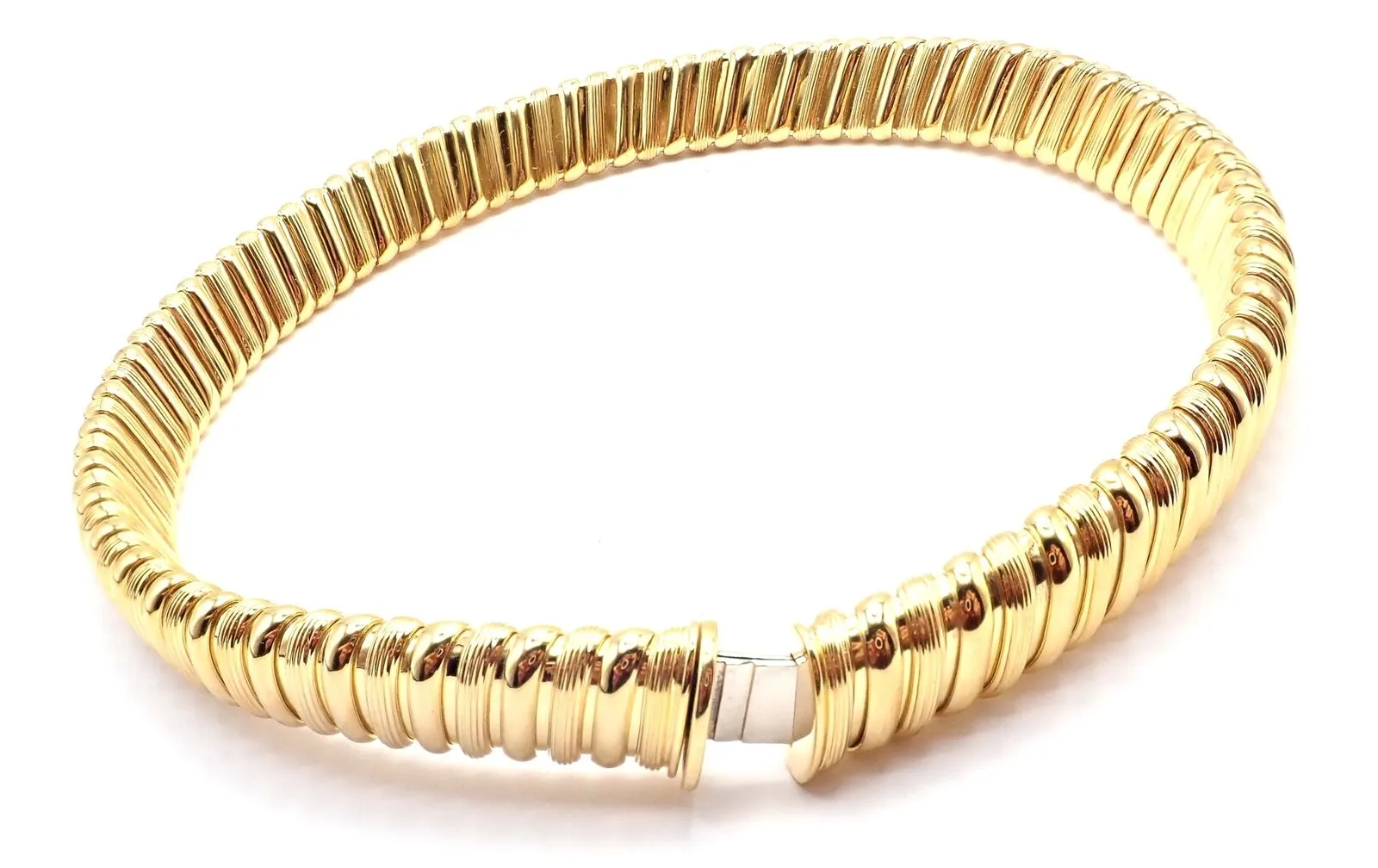 Rare! Authentic Bvlgari Bulgari Tubogas 18k Yellow Gold Choker Necklace