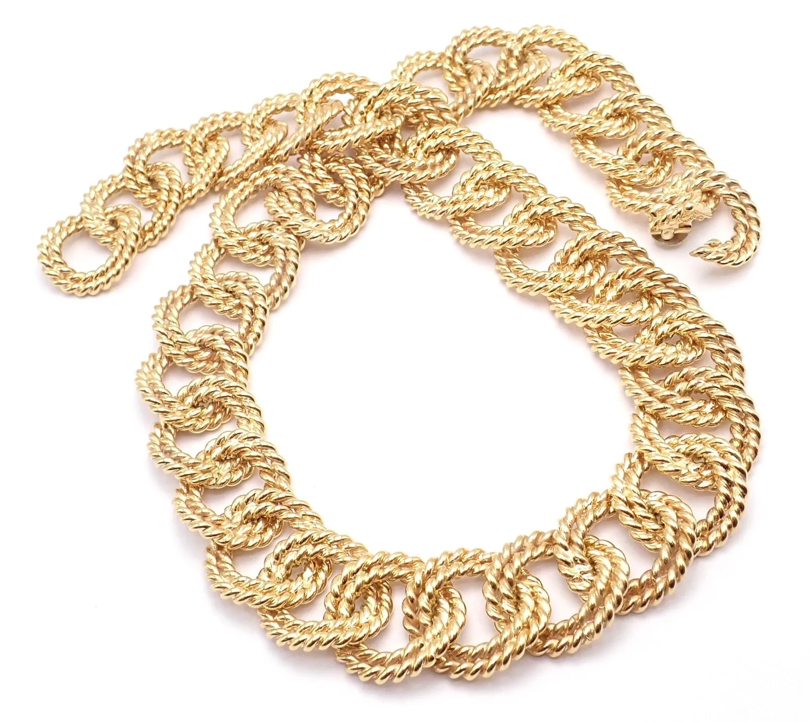 Rare! Authentic Verdura 18k Yellow Gold Rope Link Choker Necklace