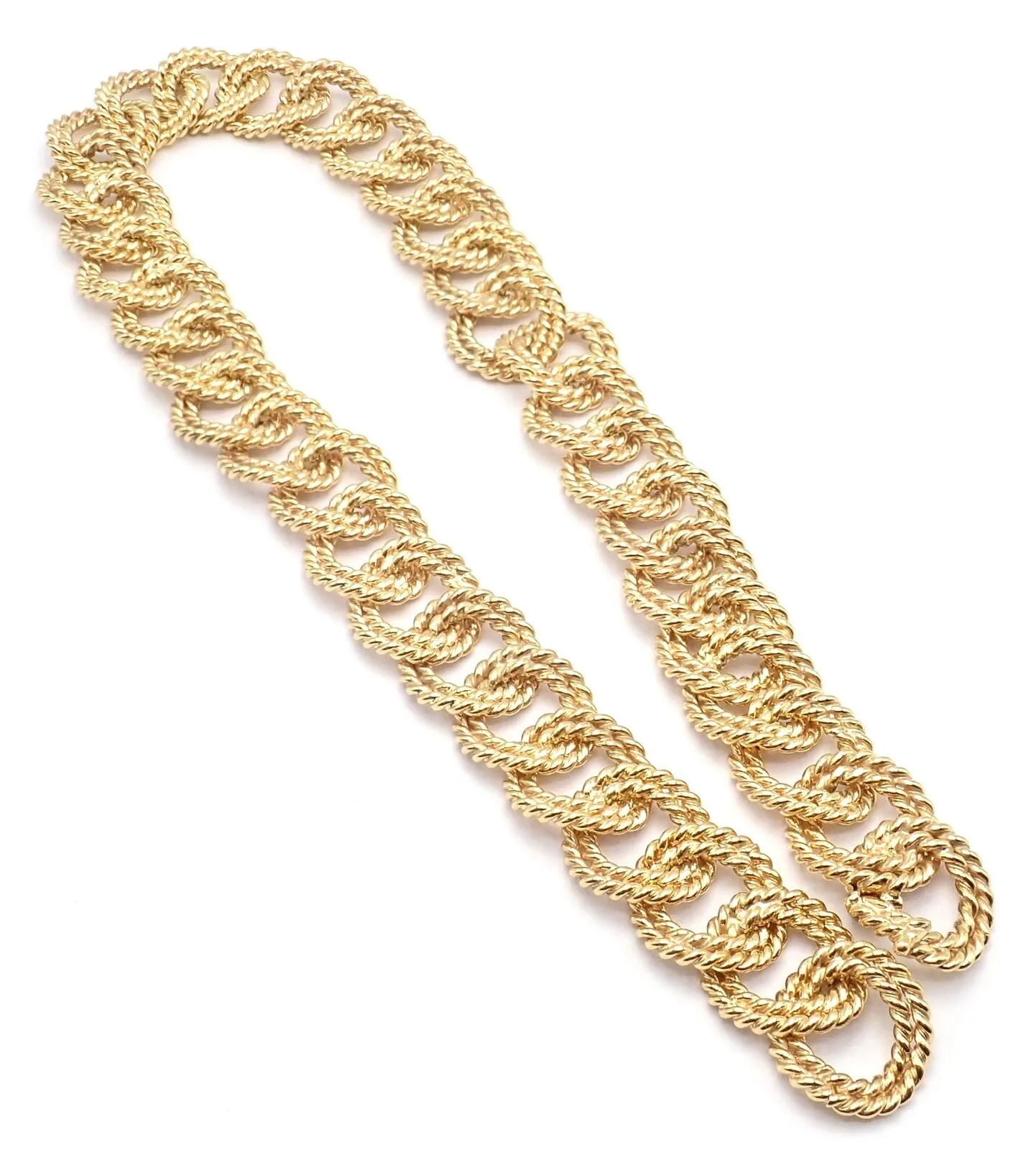Rare! Authentic Verdura 18k Yellow Gold Rope Link Choker Necklace