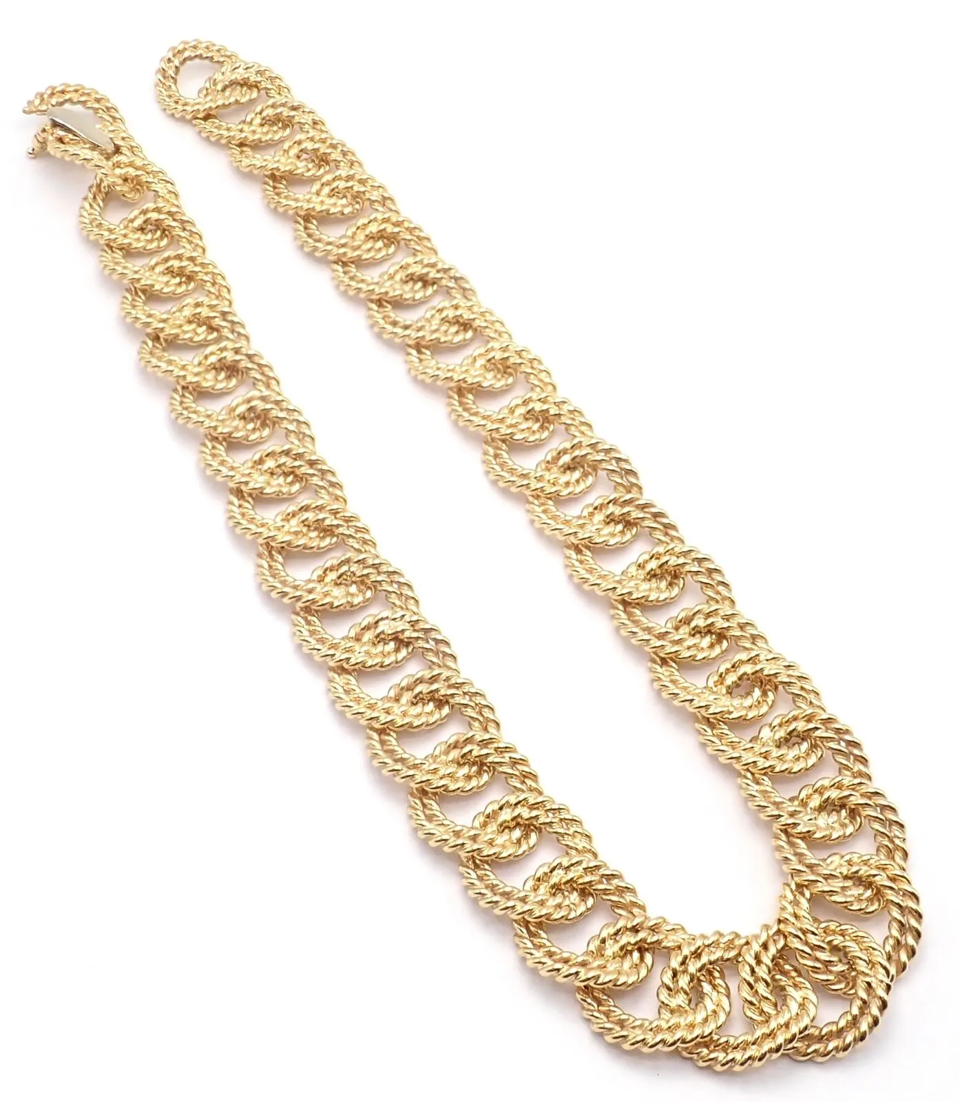Rare! Authentic Verdura 18k Yellow Gold Rope Link Choker Necklace