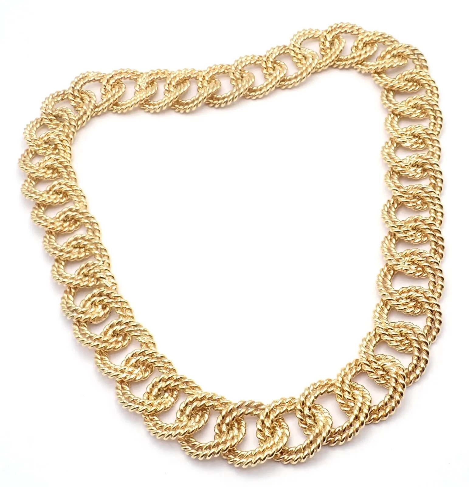 Rare! Authentic Verdura 18k Yellow Gold Rope Link Choker Necklace