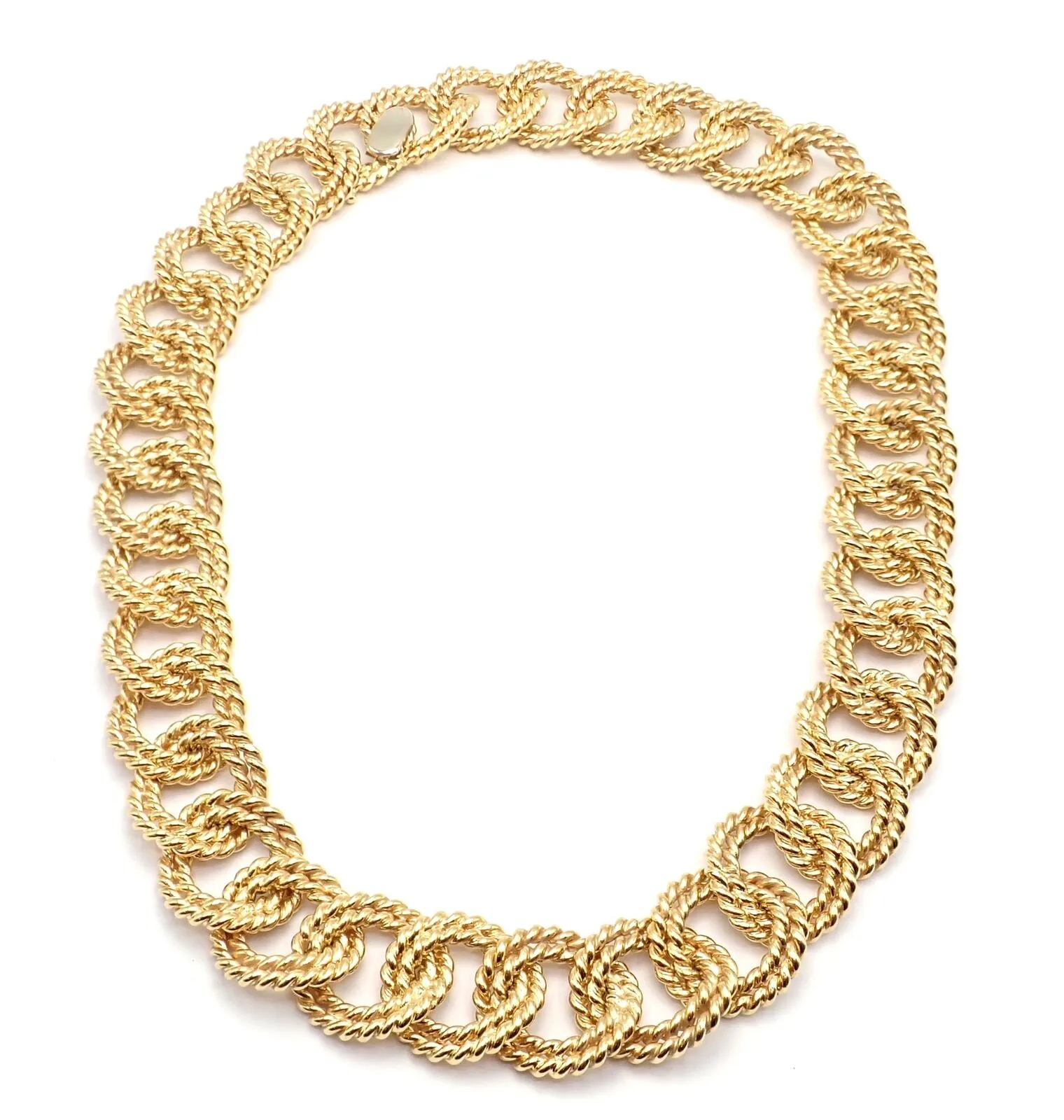 Rare! Authentic Verdura 18k Yellow Gold Rope Link Choker Necklace