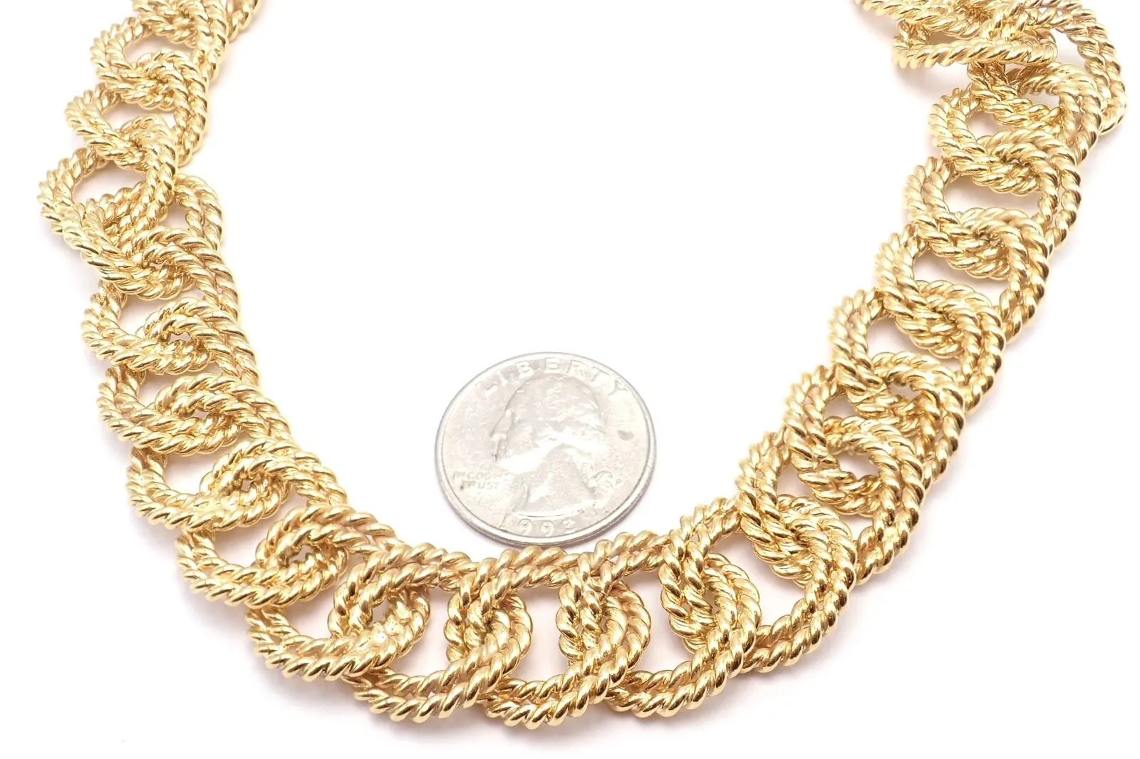 Rare! Authentic Verdura 18k Yellow Gold Rope Link Choker Necklace