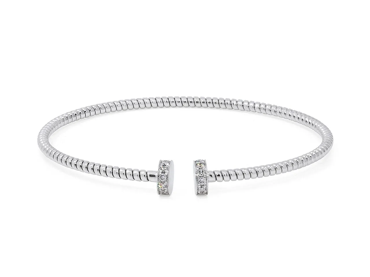 Skinny Tubogas Nail Head Bracelet in 18K White Gold, by Beladora