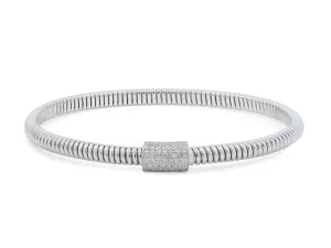 Thin Tubogas Bracelet with Diamond Clasp, in 18K White Gold, by Beladora