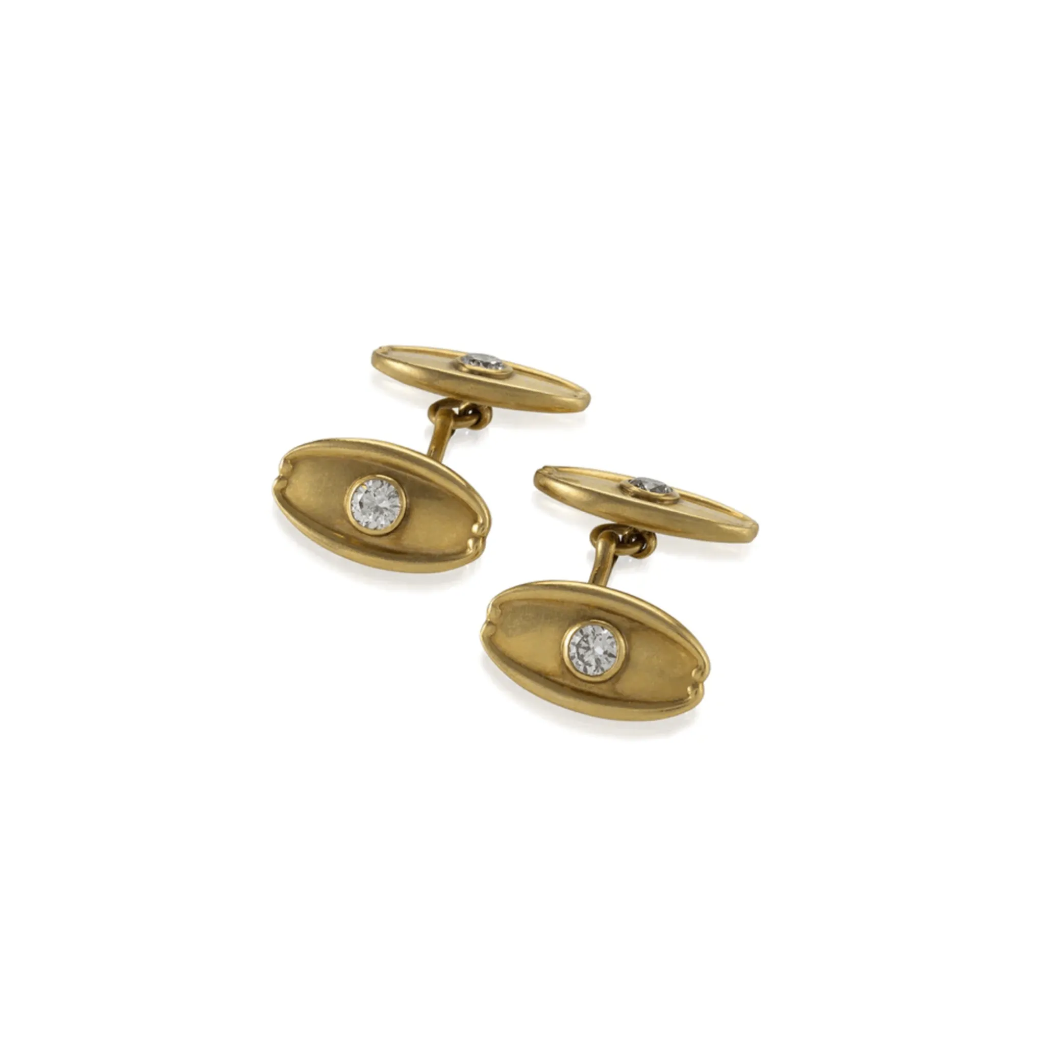 Tiffany & Co. Art French Nouveau 18KT Yellow Gold Diamond Cufflinks