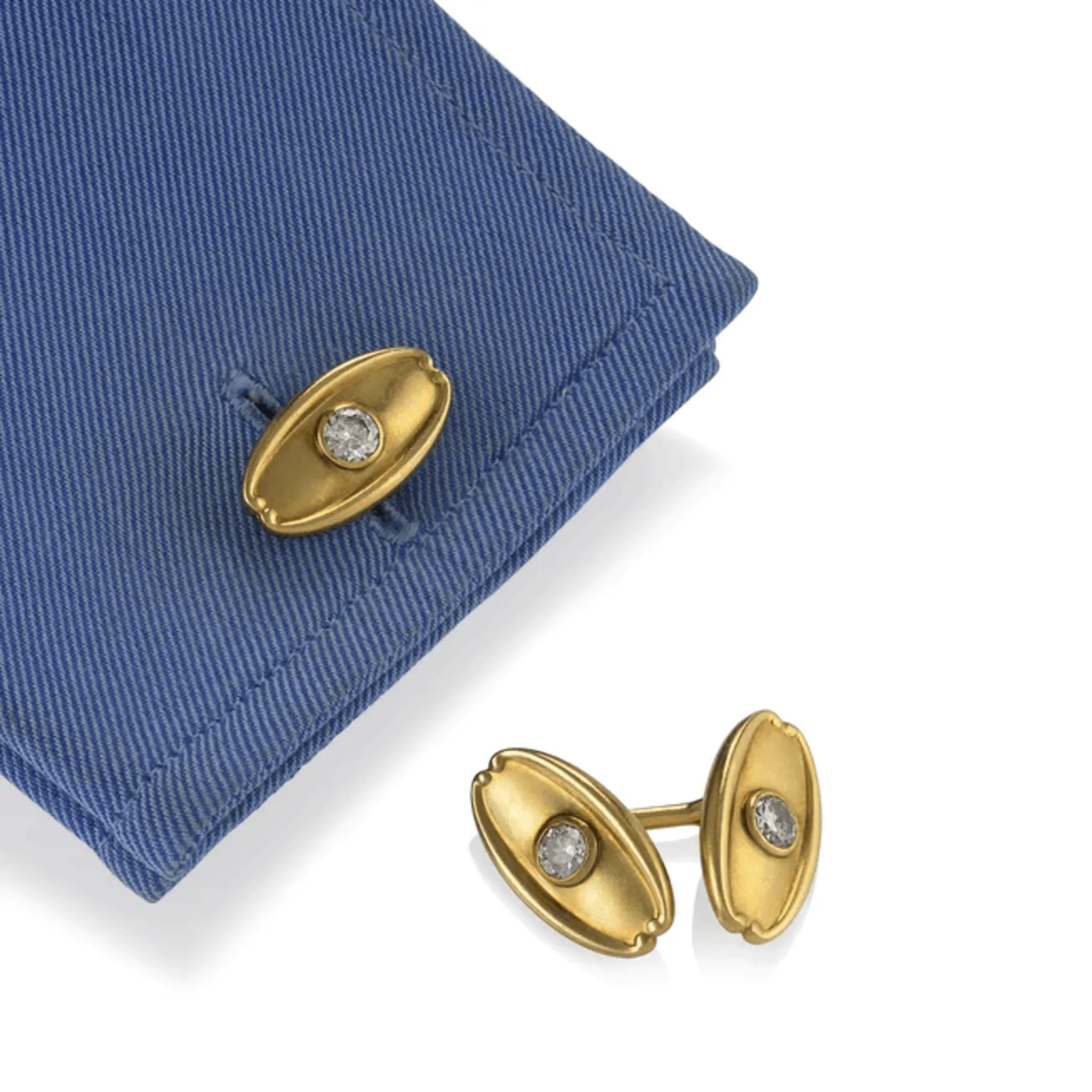 Tiffany & Co. Art French Nouveau 18KT Yellow Gold Diamond Cufflinks