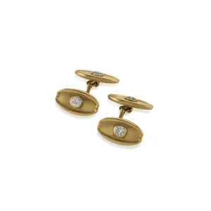Tiffany & Co. Art French Nouveau 18KT Yellow Gold Diamond Cufflinks