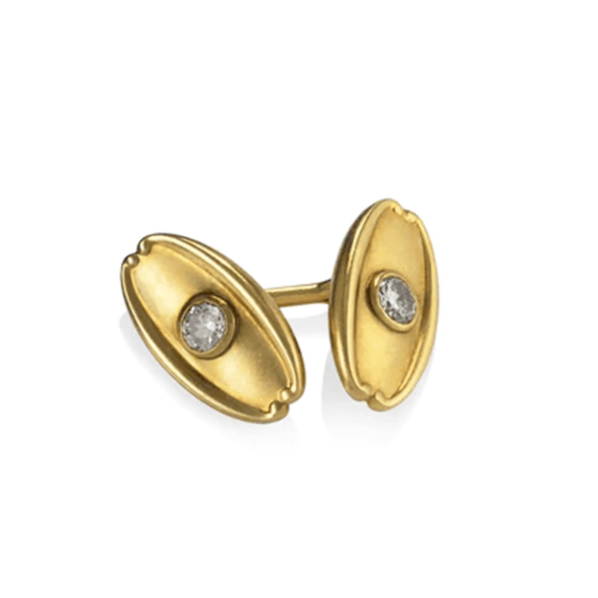Tiffany & Co. Art French Nouveau 18KT Yellow Gold Diamond Cufflinks