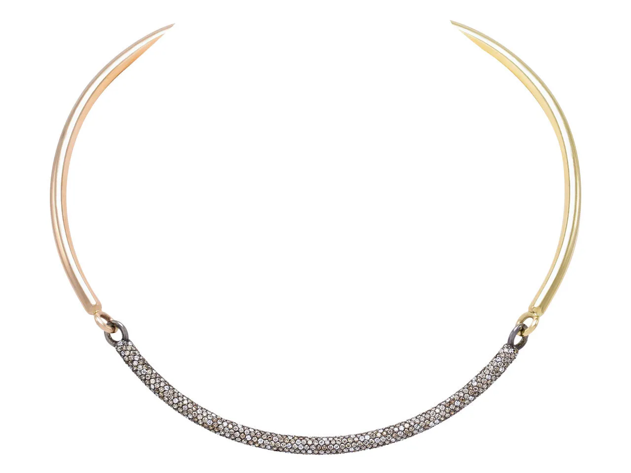 'Tri-Bar Choker' Necklace in 18K Rose, Yellow Gold and Blackened Silver, by Spinelli Kilcollin